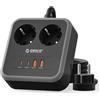 ORICO 20W USB C Multipresa, 2 Prese e 4 USB (2 USB-C), Cavo di Prolunga 1,5m, 2500W Powerstation Compatta per Ufficio & Casa - Nero