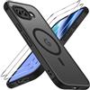 iVoler Cover Magnetica per Google Pixel 10a,Opaca Nero | Con 2 Pezzi Vetro Temperato,[Compatibile con MagSafe][Grado Militare]Antiurto Custodia Traslucida Sottile Anti-Impronte