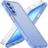 iVoler Cover Opaca per Samsung Galaxy A18 / A17 4G / 5G con 2 Pezzi Vetro Temperato, [Antiurto di Grado Militare] Custodia Traslucida Posteriore Anti-Impronte Anti-Graffio Rigida Sottile Case, Azzurro