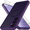 iVoler Cover Magnetica per Samsung Galaxy S25 FE 5G con 2 Pezzi Pellicola Vetro Temperato, Custodia Traslucida Opaca Sottile Anti-Impronte MagSafe Case, Opaca Viola Profondo