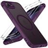 iVoler Cover Magnetica per iPhone 17e / 16e con 2 Pezzi Vetro Temperato, [Compatibile con MagSafe] Custodia Traslucida Posteriore Sottile Anti-Impronte Case, Vino rosso