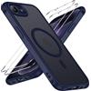 iVoler Cover Magnetica per iPhone 17e / 16e con 2 Pezzi Vetro Temperato, [Compatibile con MagSafe] Custodia Traslucida Posteriore Sottile Anti-Impronte Case,Blu profondo