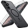 iVoler Cover Magnetica per Samsung Galaxy S25 FE 5G con 2 Pezzi Pellicola Vetro Temperato, [Antiurto di Grado Militare] Custodia Traslucida Opaca Sottile Anti-Impronte MagSafe Case, Opaca Nero