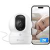 EZVIZ Telecamera Wi-Fi Interno 2K, Videocamera Sorveglianza 3MP per animali e bambini, Motorizzata a 360°, Audio a due vie, Funziona Alexa, Avvisi movimento, Visione notturna, Modello CP1