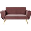 Beliani Divano letto moderno con braccioli regolabili in velluto Rosa