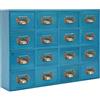 Malkoaswe Armadietto in legno, con 16 cassetti, organizzatore per scrivania, cassetti, per casa, ufficio, organizzatore e stoccaggio, 50 x 10 x 35, blu