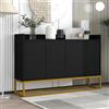 Coolywood Credenza moderna in stile minimalista, 4 ante, senza maniglie, per sala da pranzo (nero)
