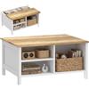 HOMCOM Baule da Interno, Coperchio Sollevabile 80x60x40cm, Color Legno | Baule Contenitore Nordico, Tavolino Salotto, con Ripiani Aperti, Vano Nascosto, per Ingresso Camera da Letto Soggiorno