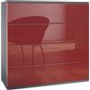 Vladon Cassettiera sospesa Pavos V3, Credenza con 4 cassetti antracite opaco/bordeaux lucido (76 x 76 x 35 cm)