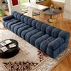 Lekvvied Divano Iineare 400 cm in Tessuto Chenille Blu, Divano Modulare 4 Posti, Senza Montaggio, per Soggiorno, Camera da Letto e Appartamento