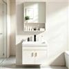 Aipunlus Mobile Bagno Sospeso con Lavabo e Armadietto a Specchio, Set da Bagno | Design Salvaspazio, Finitura Moderna, Ampio Spazio di Archiviazione, Set Completo con Rubinetto e Scarico
