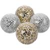 BESTonZON Set 4 Pezzi Sfere Decorative da Tavolo in Vetro a Mosaico, Palline Ornamentali Color Oro e Argento per Arredamento Casa, Feste e Decorazioni Natalizie
