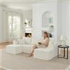 Henjda Divano modulare a forma di U, 230 cm, funzione sonno, divano a forma di L con pouf mobili, morbido tessuto a coste, porta bevande, tasca laterale e cuscino, per soggiorno, appartamenti, beige