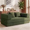 Vipbear Divano Letto 160 cm, Divano Boneless 2 Posti 5 in 1, Futon Trasformabile e Modulare, Velluto a Coste, 2 Cuscini in Memory Foam, per Piccoli Spazi, Verde