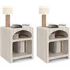IDMarket - Set di 2 comodini organici a 2 Scomparti Alesia Beige Effetto Marmo