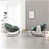 ZKLOEP Sedia a dondolo per esterni, in vimini, oversize, cuscino spesso, moderna, per balcone, patio, giardino, cortile, verde