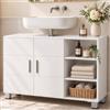 APICIZON Mobile sottolavabo, mobiletto da bagno bianco per il bagno | Mobile sottolavabo 90 × 30 × 61 cm, da terra, con 2 ante e 3 vani aperti, pratico spazio per il bagno