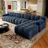 Lekvvied Divano Angolare L 400 cm in Tessuto Chenille Blu, Divano modulare 4 posti, Senza Montaggio, con Struttura in Schiuma ad Alta Elasticità per Soggiorno e Camera da Letto