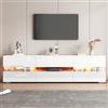FAYICIC Mobile TV moderno bianco lucido, 160 x 39 x 45 cm, con illuminazione a LED, 2 ante, 1 cassetto, vano aperto, adatto per TV da 70 pollici, supporto TV