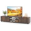 RELAX4LIFE Mobile TV Soggiorno fino a 70'' in Legno, 160x35x30cm (Marrone) | Mobile Porta TV con Ampio Piano, 2 Ripiani Aperti e 2 Armadietti a Porta, Kit Antiribaltamento per Camera da Letto/Studio