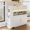 SUKY Tavolo da bar allungabile con vano portaoggetti, funzione girevole a 360°, (115-183 × 40 × 99 cm), mobile bar da caffè, isola da cucina, adatto per cucina e sala da pranzo, bianco