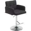 CLP Sgabello Bar Design Girevole Los Angeles In Stoffa I Sedia Sgabello Trapuntata Imbottita Con Braccioli Regolabile 64-84 CM | Colore nero Colore del telaio cromo