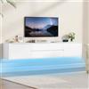Hzuaneri Mobile TV Sospeso, 180 cm Bianco Mobile TV con Luci LED regolabili | Mobile TV a Parete Bianco con Ampio Spazio Contenitivo e4 anta Ribaltabile, Televisore fino 80 Pollici, Soggiorno, TV18003WEU