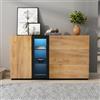 YuQozii Credenza moderna, credenza con 3 cassetti, con vetro, larghezza 140 cm