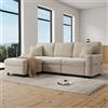 Moimhear Divano moderno con 1 poggiapiedi, 2 cuscini quadrati, 1 porta USB e 1 connettore Type-C, dimensioni: 223 x 84 x 146 cm (larghezza x altezza x profondità), colore beige