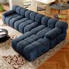 Lekvvied Divano Angolare L 300 cm in Tessuto Chenille Blu, Divano Modulare a 3 Posti, Senza Montaggio, con Struttura in Schiuma ad Alta Elasticità per Soggiorno e Camera da Letto