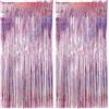 Kinesgsg 2Pezzi Tende Metalliche Tinsel,1X2m,Frange Scintillanti Foil Tenda | Foil Tenda Scintillante, Rosa Tende Metalliche Tinsel per Feste, per Feste, Compleanni, Matrimoni, Halloween, Natale