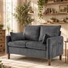 VINGLI Divano 2 Posti in Velluto a Coste 123 x 79 x 82cm, Divanetto con Cuscini Rimovibili e Lavabili e Tasche Laterali, Sofa per Soggiorno, Camera da Letto e Ufficio, Portata 260kg, Grigio