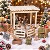 CLIUNT Porta Elfo Natale Kit 11 Pezzi,Porta degli Elfi di Natale,Set Completo Porta del Gnomo con Renne,Mini Palline di Fieno,Foraggio,Mangiatoia,Mini Attrezzi da Giardino,per Porta Elfo Natale