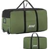 QINGZY Borsone da Viaggio Grande con Ruote,120L Borsone Weekend Impermeabile,Grande Borsone Pieghevole,Borsa Palestra Sportiva Donna Uomo,Sacco da Bagagli per Campeggio Viaggi Traslochi,80x40x40cm (Verde)