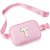 YOOLIFE Marsupio da bambina con lettere, Colore: rosa., T, Contemporaneo | Borsa a tracolla personalizzata per ragazze, 3, 4, 5, 6, 7, 8, 9, 10, 11, 12 anni, regalo per adolescenti, donne, amiche