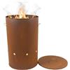 Relaxdays Braciere in acciaio Corten effetto ruggine HxD 60x38,5 cm, industriale con coperchio, giardino, rosso-marrone