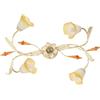 ONLI - Plafoniera / Lampada da soffitto Lucrezia 4 luci. Metallo avorio spennellato oro, vetri bianchi a forma di calla con sfumatura ambra. 4 x E14. Illuminazione sala, salotto, cucina, camera da letto