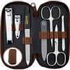 marQus Set Manicure Professionale - Kit da 7 Pezzi con Custodia in Vera Pelle. Include Tagliaunghie, Forbicine, una Lima in Vetro esclusiva e strumenti di qualità. Perfetto per Uomo, Donna e viaggi