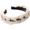 JEBELE Fascia per capelli intrecciata da donna, in tessuto vintage, a corona, con denti antiscivolo, graziosa fascia per capelli con nodo bohémien, per donne e adolescenti (42, beige, taglia unica)
