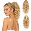 Gnovldg 2 Pezzi Coda Capelli Extension Biondi, 35cm Sintetici Ondulati | Coda Finta Capelli con Clip e Coulisse, Pettine in Omaggio, Ponytail Extension per Donna