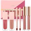Muiefe Set Lip Combo Labbra 6 Pezzi-Kit con Rossetto Opaco, Matita Contorno Labbra e Lip Gloss, Set Trucco Labbra per Donne e Ragazze, Lucidalabbra Lunga durata Impermeabile, Matita e Rossetto Labbra (#02)