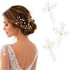 ARYIMYDP 3 Pezzi Forcine Capelli Sposa con Perle Oro, Accessori Eleganti per Capelli da Sposa e Damigelle, Fermagli per Matrimonio, Fidanzamento, Cerimonia, Festa e Ballo