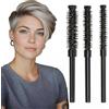 Kunoli 3 spazzole rotonde piccole, rotonde per asciugacapelli, spazzola rotonda per capelli morbida, voluminosa per uomo e donna, capelli corti, frangia, approccio, ricci, capelli lisci (nero)