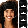 IVARYSS Fasce extra larghe da donna antiscivolo, 17,8 cm, grandi fasce elastiche con nodo attorcigliato, accessori per capelli, confezione da 4, nero