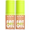 NYX Professional Makeup Fat Oil Lip Drip Lipgloss Labbra Tonalità 22 Coconut Cutie Finish Cremoso e Lucido 12h di Idratazione con Squalano Olio di Lampone e Camemoro - 2 Lucidalabbra da 4,8ml