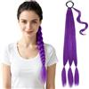 WSOAFVK Estensioni per Capelli Viola, Pre Stretched Braiding Hair Extension, 76cm Lunghezza Piegata Coda di Cavallo Pre Intrecciata con Elastico, per Spettacoli Feste Halloween Cosplay