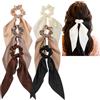 Generico Set 7 Elastici per Capelli in Raso con Nastro, Soffici Fascie in Stoffa per Donna, Eleganti Legacoda con Nodo, Accessori per Capelli 7 Colori