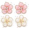 Ficopano 4 fermacapelli con fiori, accessorio per bambina, rosa, bianco e perle | Fermagli per capelli a fiore con perle e tessuto a rete, delicati ed eleganti per occasioni speciali