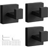 HASLED Ganci da Muro 3 Pezzi - Portasciugamani in Acciaio Inossidabile Nero - Per Bagno, Cucina e Camera - Set di Ganci Murali con Accessori Montaggio