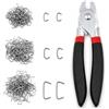 QWORK® Kit Pinza per Anelli di Maiale, 360 Anelli 3/4 1/2 3/8 | Acciaio 45#, per Tappezzeria Sedili Auto, Recinzioni e Gabbie per Animali